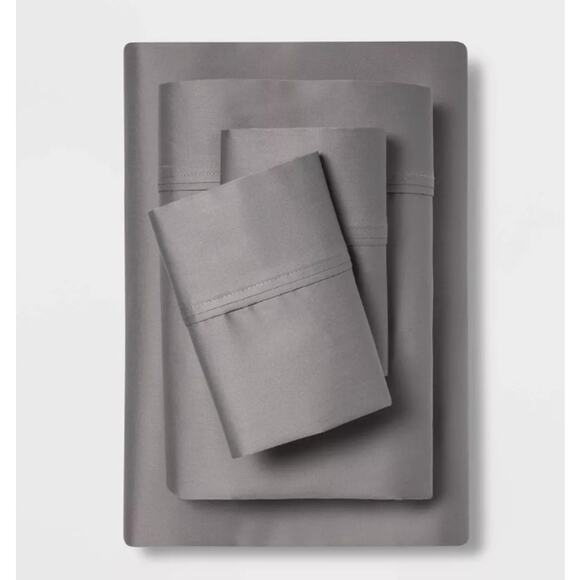 Solid Performance 400 Thread Count Sheet Set Threshold Gray full size100% cotton - Picture 1 of 5